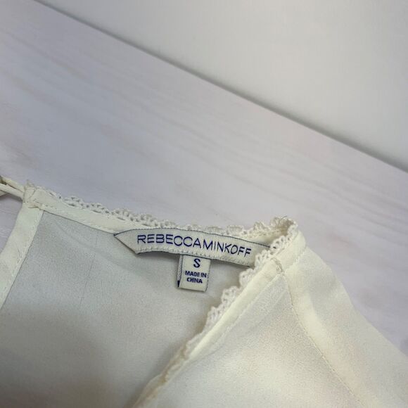 Rebecca Minkoff Womens Chava Ivory Bell Sleeves Crepe Blouse Top Size S - Picture 2 of 7